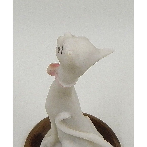 Capodimonte Miniature Siamese Cat Long Neck Bowtie Hand Painted Wooden Base - Picture 6 of 9